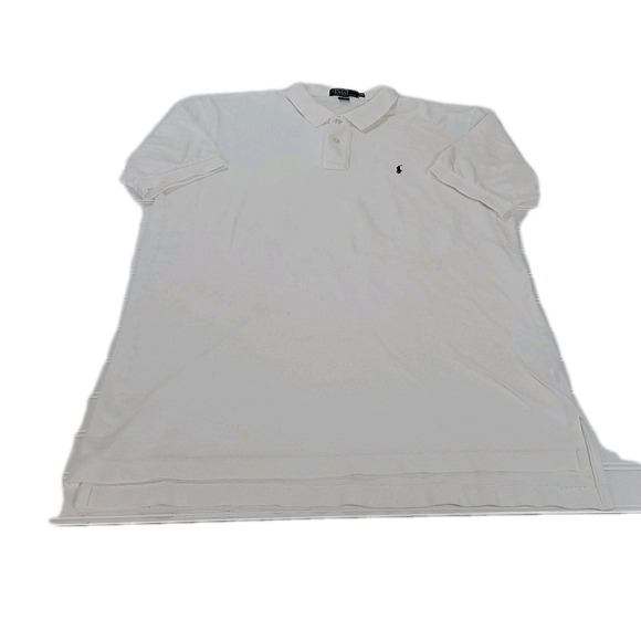 Ralph Lauren Polo‎ Shirt Men's 2XL SOLID White Pony Vintage 90s - Picture 4 of 11
